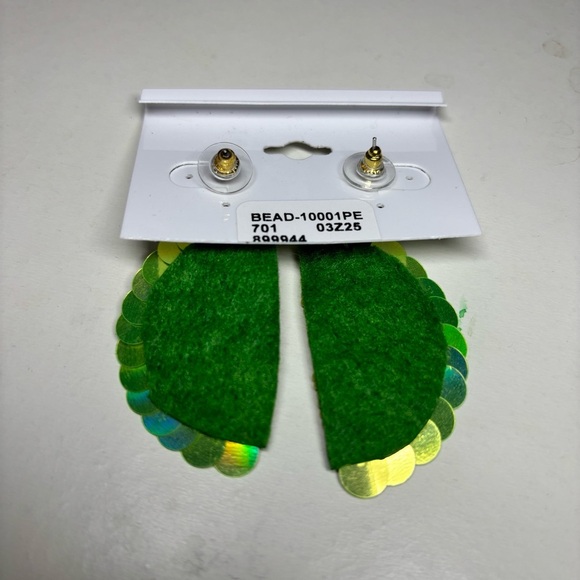 Jillian Michel Lime Slice Beaded sequin Earrings NWT - Picture 3 of 3